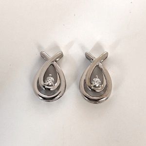 TWO Solid 10K (not 14K ) White Gold Natural Diamond Solitaire Pendants